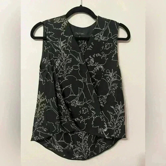 Rag & Bone Faux Wrap Silk Tank Floral Top Blouse Size XXS - Picture 1 of 10